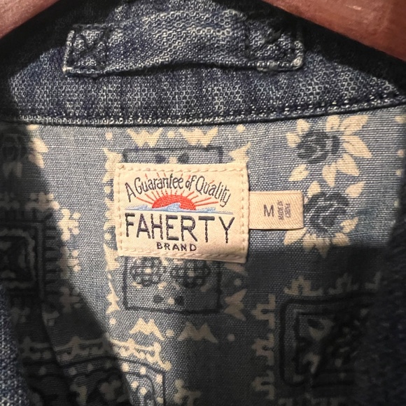 Faherty Blue Denim Shirt Jacket - Picture 2 of 3